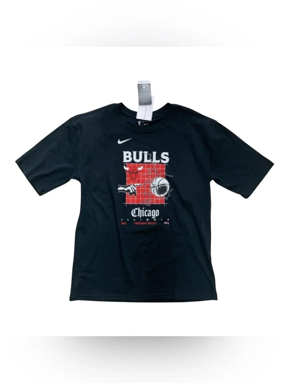 Sz xl kids Nike Black Chicago Bulls Graphic Tee with Red and White Accents
